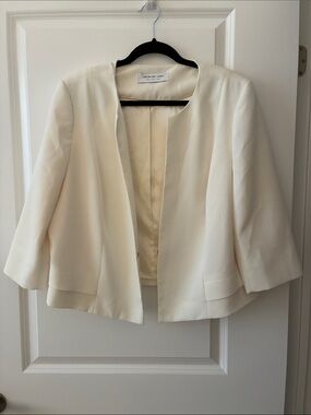 Jacques Vert Size 20 Vintage Cropped Blazer - Cream